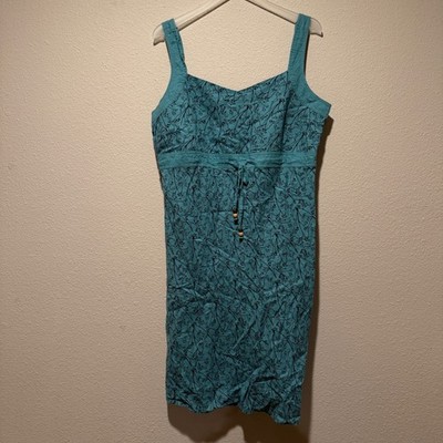 Kathmandu Womens Teal Botanical Print Empire Waist Sundress Size 16 Sleeveless