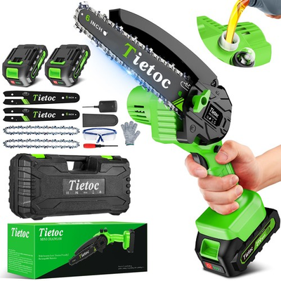 #ad Mini Chainsaw 6 Inch with 2 Batteries Electric Saw Stocking Stuffers Christ... $75.93