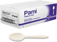PAMI Plastic Spoons Bulk 1000 Count Medium Weight Disposable White