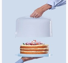 Tupperware Blue Cake Taker Holder Carrier Round with Handle NEW