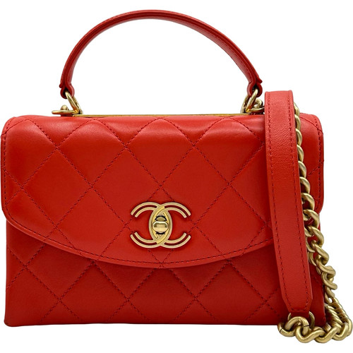 CHANEL Matelasse Chain Shoulder 28 Series Red GHW Lambskin Shoulder Bag #984