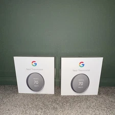 Google Nest Thermostat Programmable Wi-Fi App Control Charcoal 2 Pack