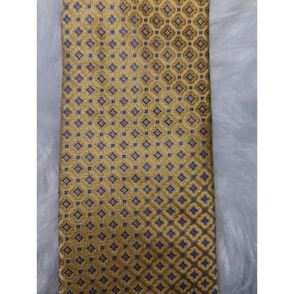 Corbata Stefano Ricci Patrón Geométrico Dorado Corbata de Seda Negocios Formal Foto 4 de 4
