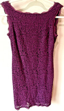 Adrianna Papell Purple Lace Dress Size 4 Sleeveless Sheath Cocktail