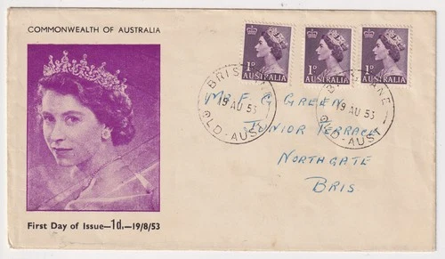 AUSTRALIA 1953: Queensland Stamp Mart FDC for 1d purple QEII definitve issue