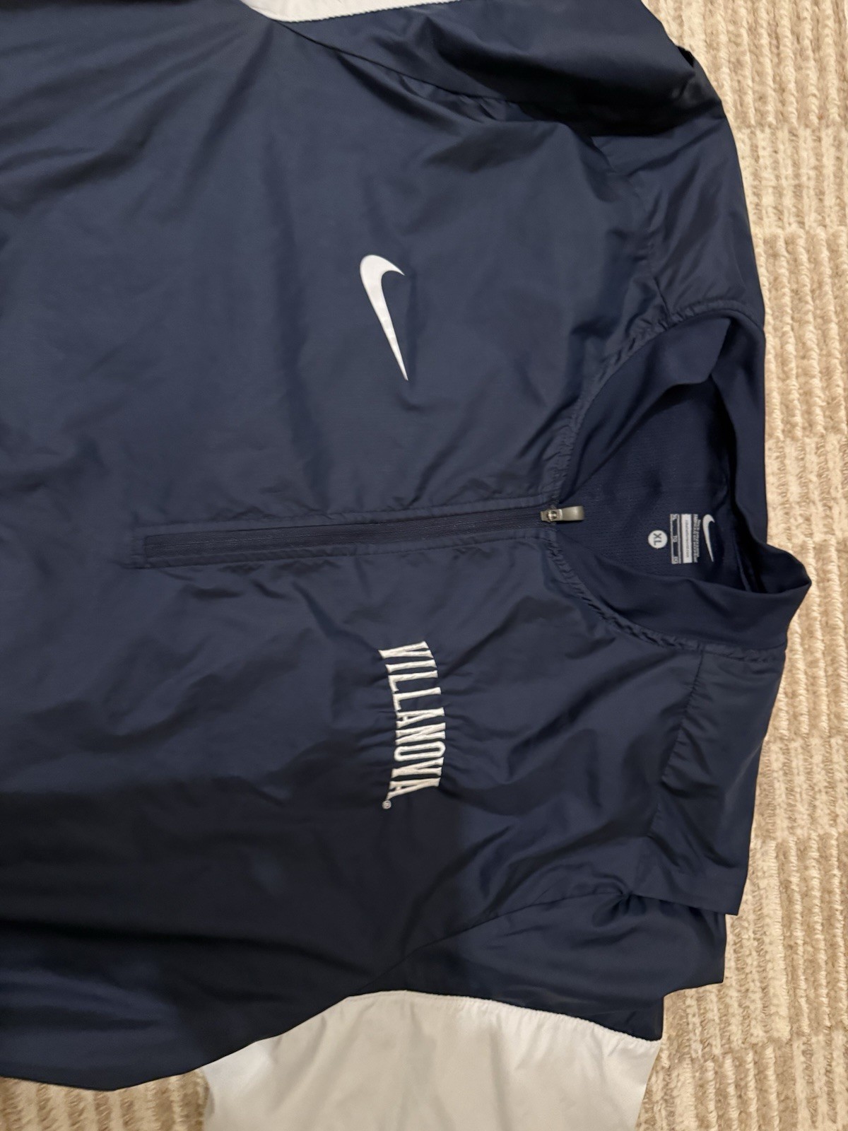 SACAI X NIKE Nike Villanova Wildcats XL Color Block Quarter Zip Pullover Giacca Navy Bianco
