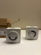 Indoor Light Programmable 2 Grounded Outlets Timers Analog Timer Outlet (2-Pack)