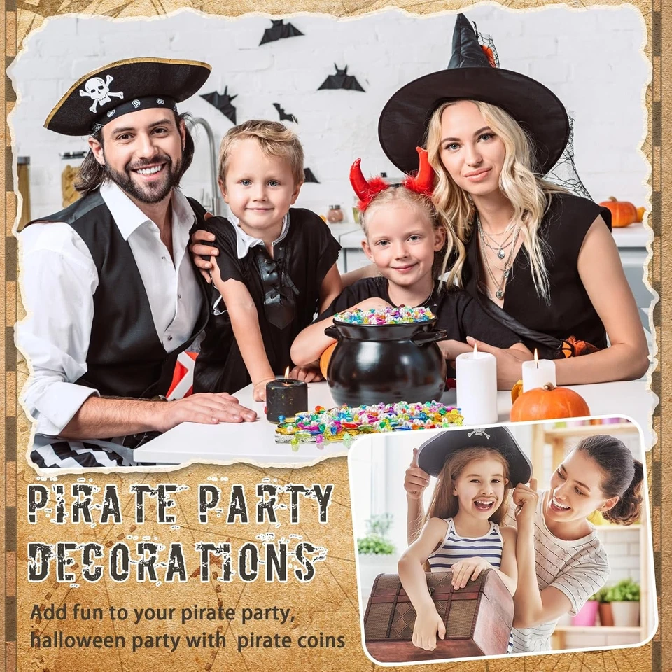 Juego de 319 piezas monedas falsas de oro tesoro pirata gemas y joyas de plástico fiesta... Foto 4 de 4