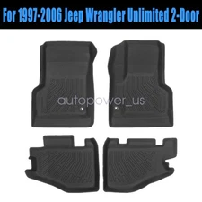 3D Floor Mats Liners Set of 4 For 1997-2006 Jeep Wrangler 2-Door TPE All Weather