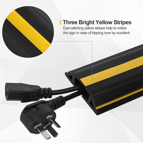 Floor Cord Cover 10Ft 2Pcs Heavy Duty PVC Floor Cable Protector Electric Cord... - Afbeelding 4 van 6
