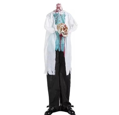 Halloween Animatronic 5Ft. 2''Light Up Standing Shaking Headless Skeleton DR Prop