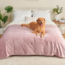 Yaning Waterproof Blanket 60"x80" for 60x80 inches, Dusty Pink/Off White