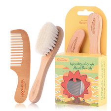 Yarramodes Baby Goat Hair Brush and Comb Set for Newborns Toddlers Eco-Friend