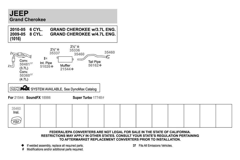 For Jeep Grand Cherokee 05-10 Walker Aluminized Steel Exhaust Intermediate Pipe - Изображение 4 из 4