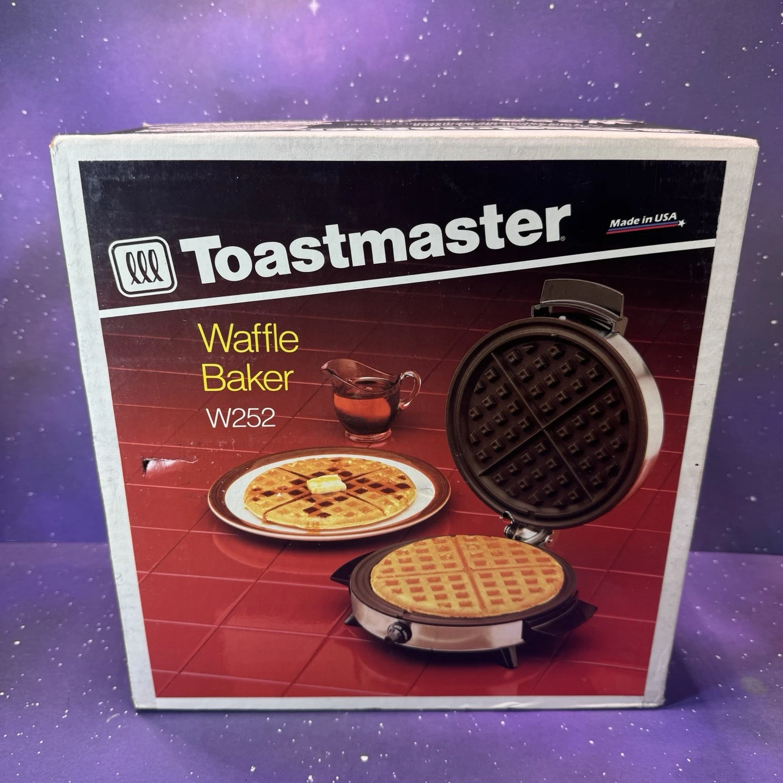 Vintage 80s Hollywood Prop NOS Waffle Baker W252 Waffle Iron Griddle TOASTMASTER