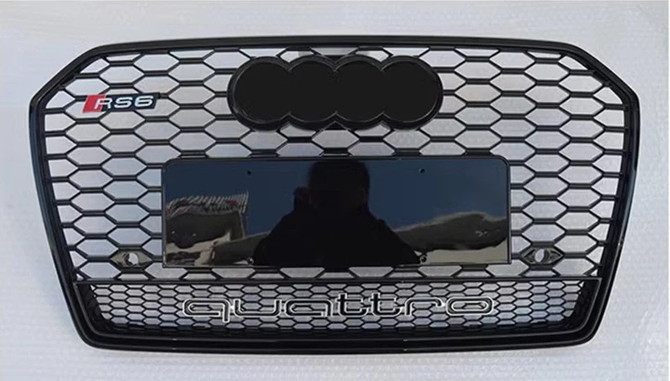 RS Style Front Bumper Vent Grille with Black Rings for Audi A6 S6 2016 2017 2018 Foto 4 de 4