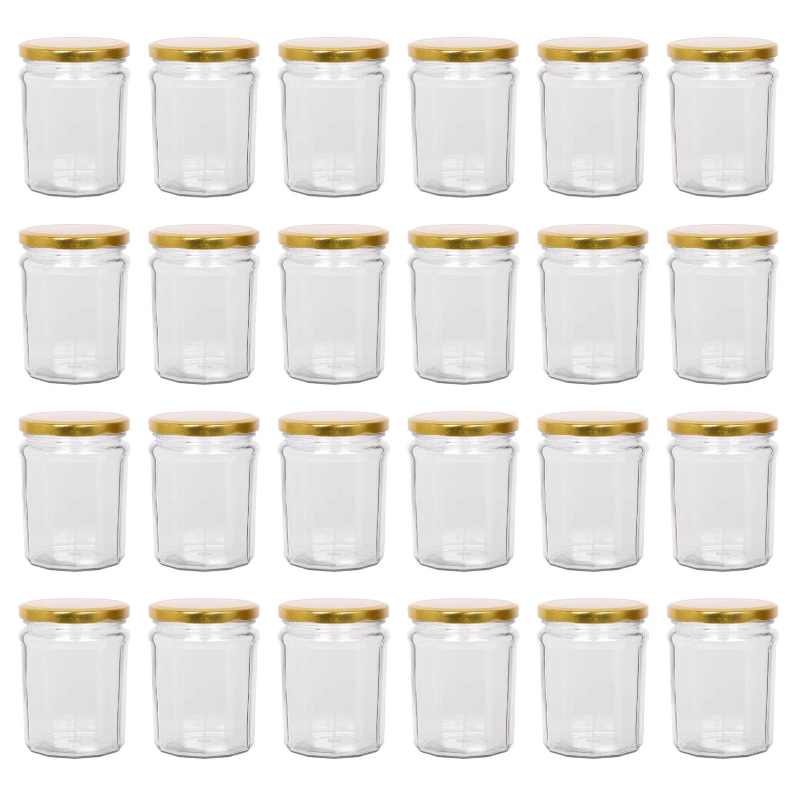 Argon Tableware Glass Jam Jars with Lids - 450ml - Pack of 24