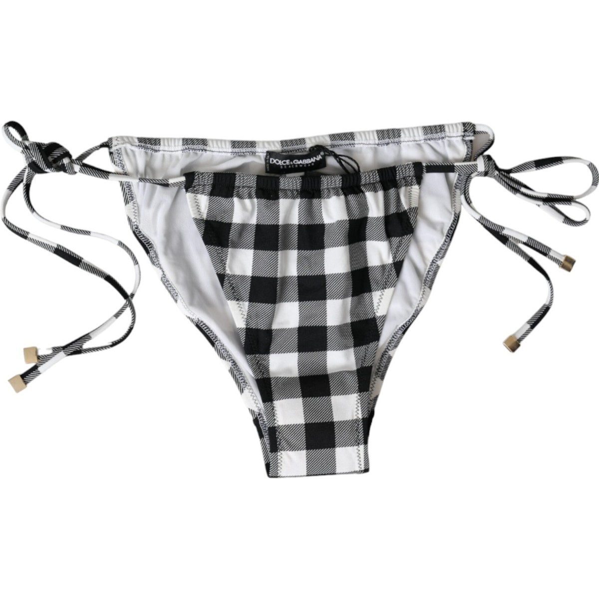 DOLCE & GABBANA Bikini Black White Check Swimwear Beachwear