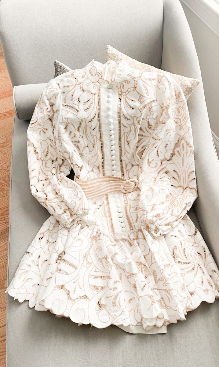 Zimmermann Edie Embroidered Lace Mini Dress | eBay
