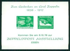BRD GEDENK-BLOCK 1978 ZEPPELIN-AUSSTELLUNG ESSEN 3. REICH 539 + 670 /m3547