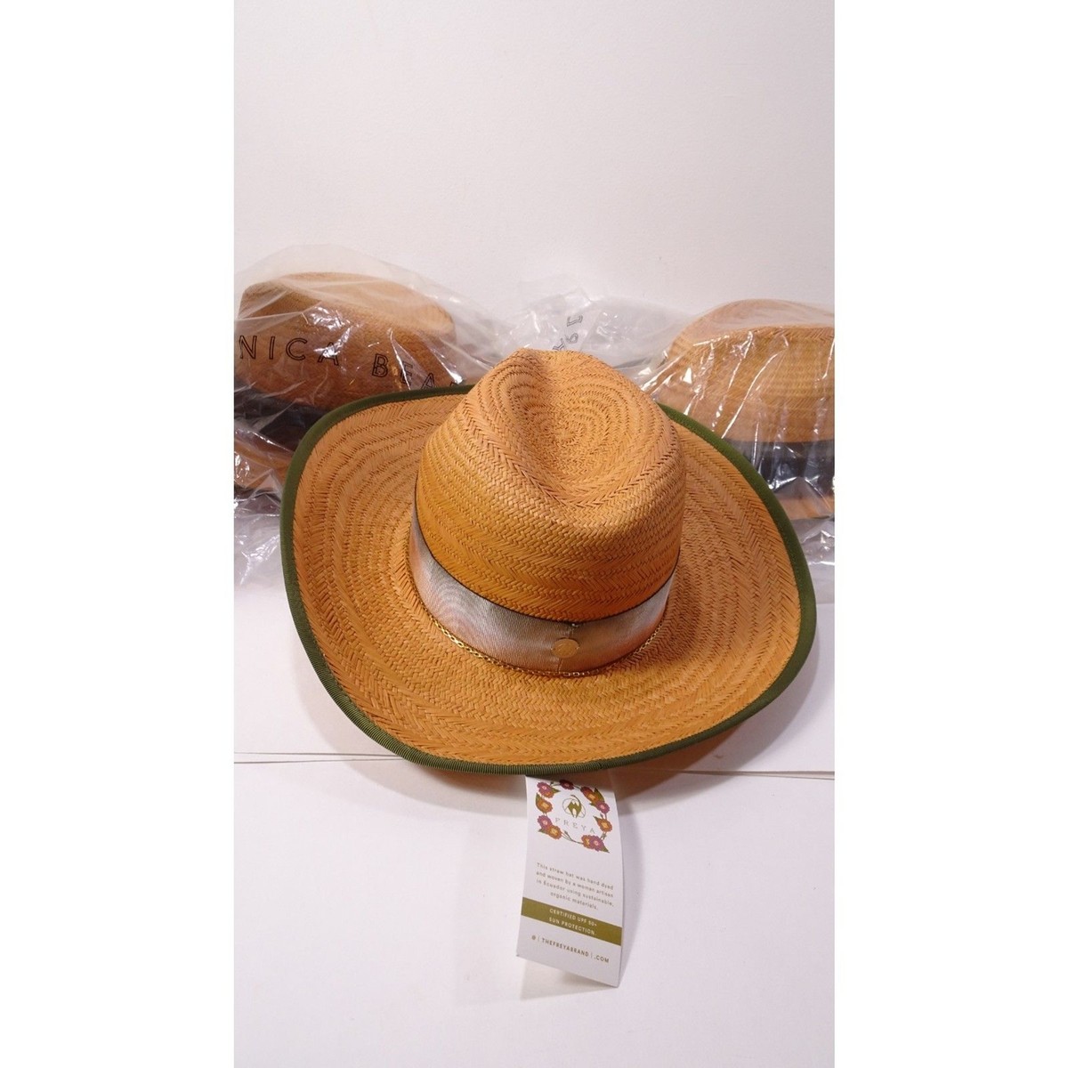 Veronica Beard Freya NATURAL Ombre Straw Ribbon Sun Hat S/M  display picture 2