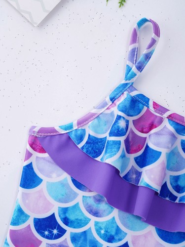 Kids Girls Swimsuit Floral Pattern Bodysuit Camisole Fitting Swimwear Beachwear - Picture 17 of 56