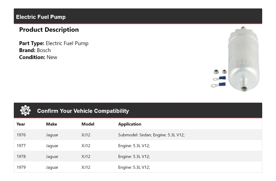 适用于 1976 - 1979 年捷豹 XJ12 5.3L V12 博世电动燃油泵 1977 1978 — 第 2/4 张图片