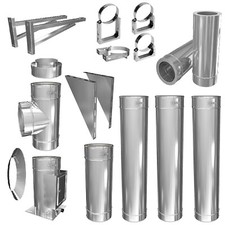 Schornsteinbausatz Premium Komplett Set DW 150 Edelstahlschornstein doppelwandig