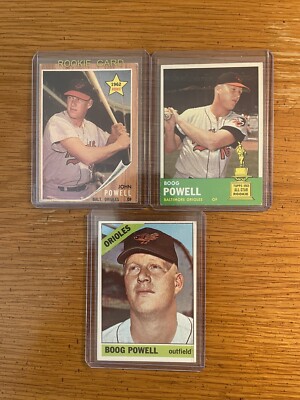 Boog Powell Orioles Lot (3) 1962 Topps Rookie #99 & 1963 #398 & 1966 BV$200.00