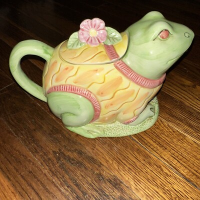 Vintage 80s Seymour Mann Ceramic Frog Teapot With Lid Kitschy Figural Whimsical