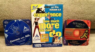 3 Vintage America Online (AOL) CD's Version's 8.0 plus, Advantage, Connect 