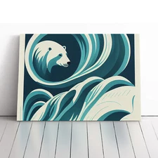 Polar Bear Art Deco Abstract Canvas Wall Art Print Framed Picture Home Decor