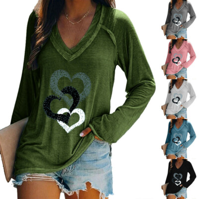 Women Long Sleeve Print Pullover Blouse Baggy T-Shirt Casual Tee Tops Plus Size