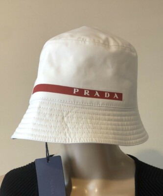 prada bucket hat red stripe