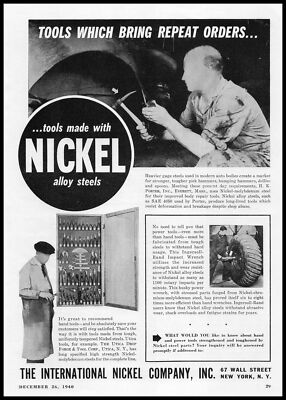 1940 Utica Drop Forge Tool Display Photo International Nickel New York Print Ad