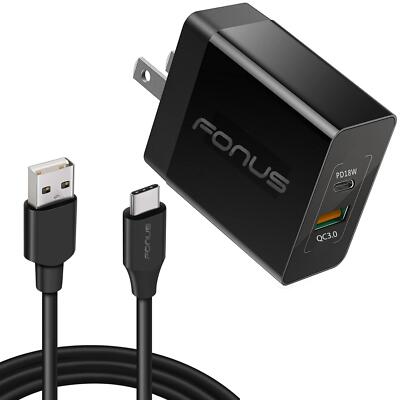 36W PD HOME CHARGER FAST TYPE-C 6FT LONG CABLE USB-C POWER for PHONES & TABLETS