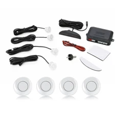 Parking 4 Sensors Car Reverse Backup Rear Buzzer Radar System Sound Alarm White