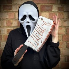 Bloody Butchers Knife Cleaver Hard Foam Fake Weapon Prop Halloween Fancy Dress