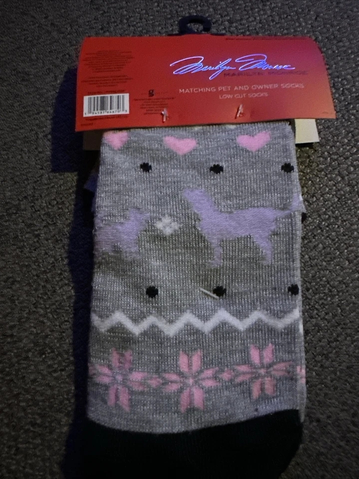 Calcetines Marilyn Monroe Pet & Owner corte redondo para mujer mascota pequeña perro pata y corazón estampado Foto 4 de 4