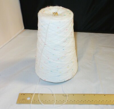 8.5oz 90% Acrylic 10% NUB - Confetti White - Knitting Cone Spool - Thin Yarn