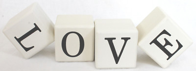 Holzwürfel Buchstaben beidseitig HOME LOVE 18 x 4,5 x 4,5 cm Spruch Wort 