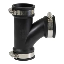 Everflow 1-1/2 inch Flexible Pvc Tee Coupling with Stainless Steel Clamps