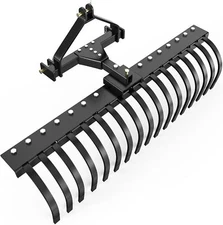 50" 3 Pt Landscape Rake Replaceable Steel Tines Adjustable for CAT-0 Tractors