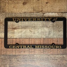 NEW- University Of Central Missouri License Plate Frame Holder Black Powder Coat