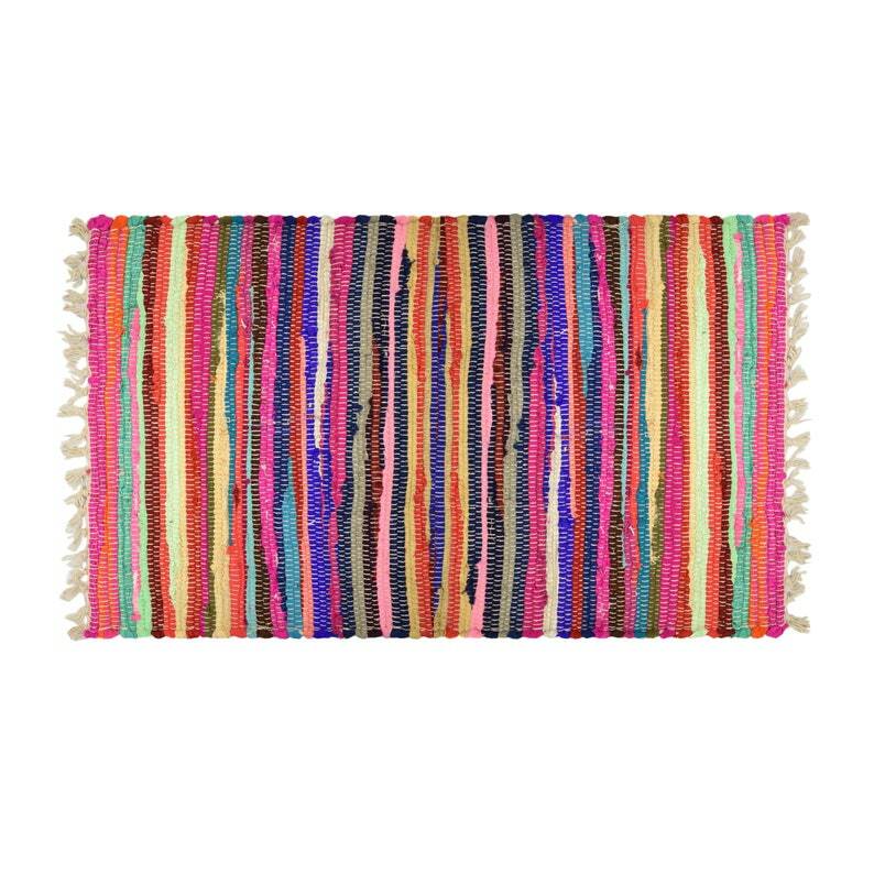 100 Recycled Washable Kitchen Rugs 3 x 6 FT Multicolor Small Rainbow