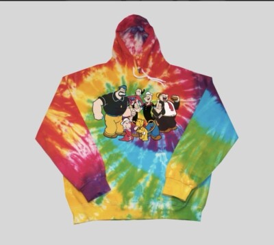 LEVEL FOUR POPEYE THE SAILER MAN  TIE DYE PULL OVER HOODIE Size Small