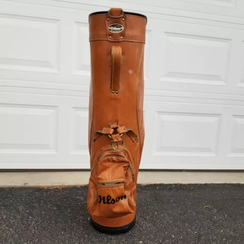 Wilson Brown Faux Leather 15 Divider Cart Golf Bag VTG