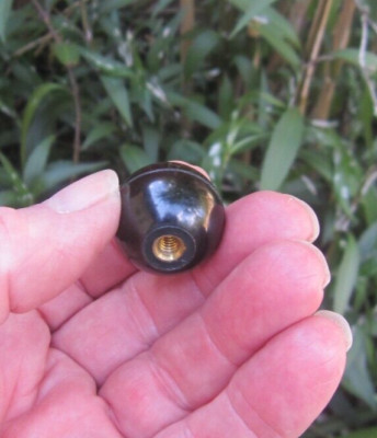 Ball Knob 10-24 thread brass inscert 1'' diameter black plastic