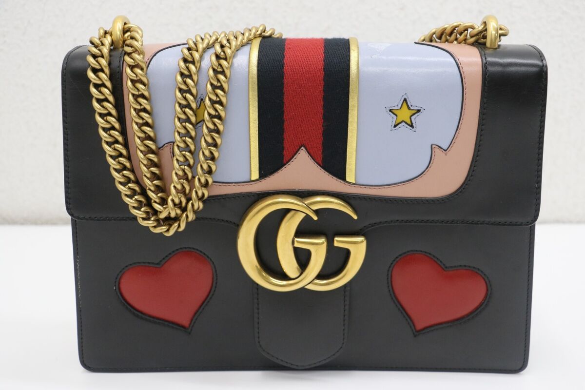 Gucci Web Heart GG Marmont Chain Shoulder Bag Leather Medium Gucci Web Heart GG Marmont Chain Shoulder Bag Leather Medium