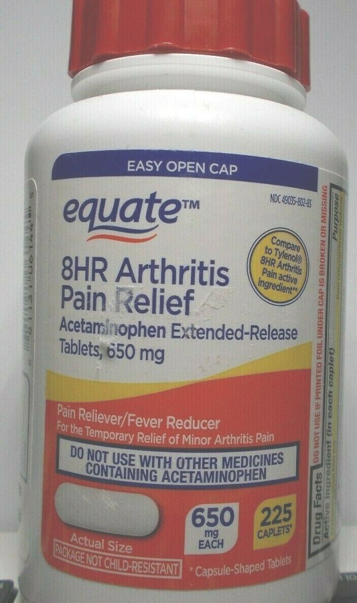 Equate 8 hour arthritis pain 650 mg acetaminophen ext release 225 e 9/23+ read 